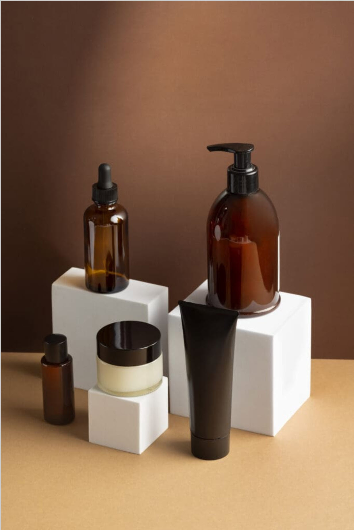 cosmetic male beauty products with display