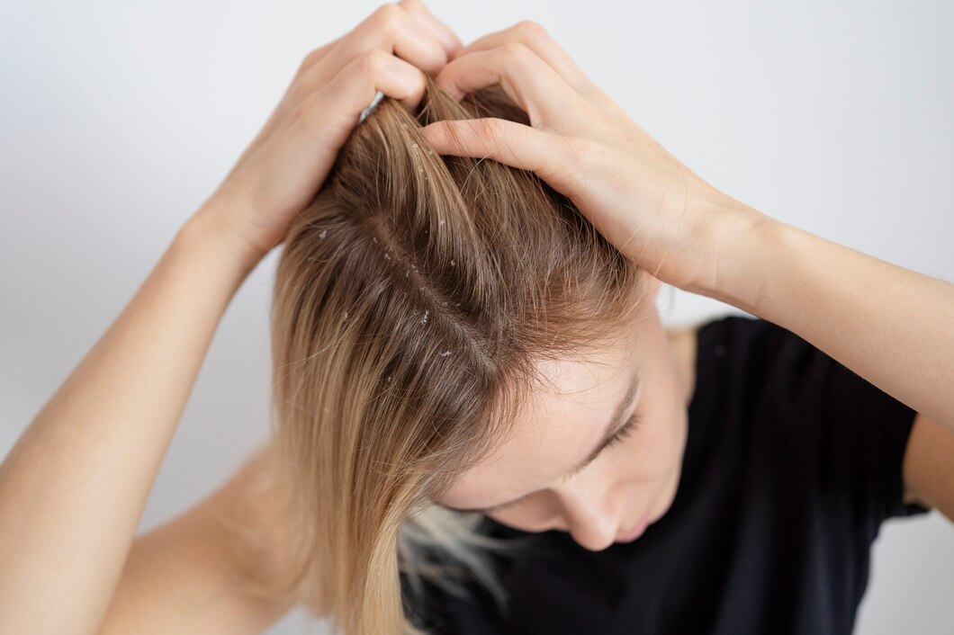 close up woman with dandruff issues 23 2149311393