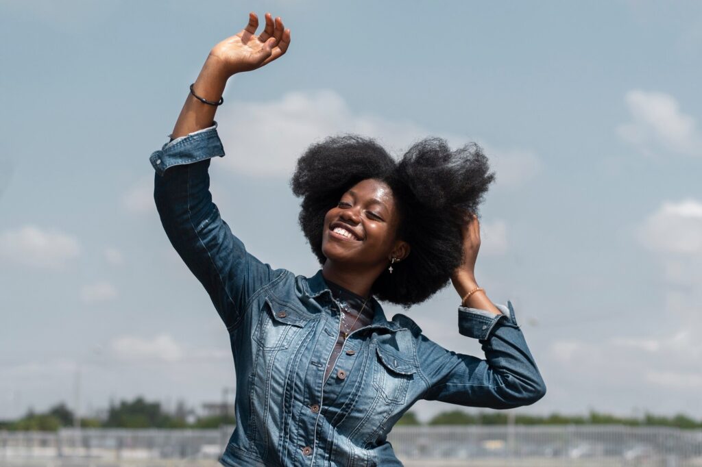 smiley woman posing